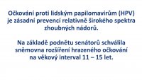 Očkování proti HPV – rozšíření věkového intervalu na 11–15 let